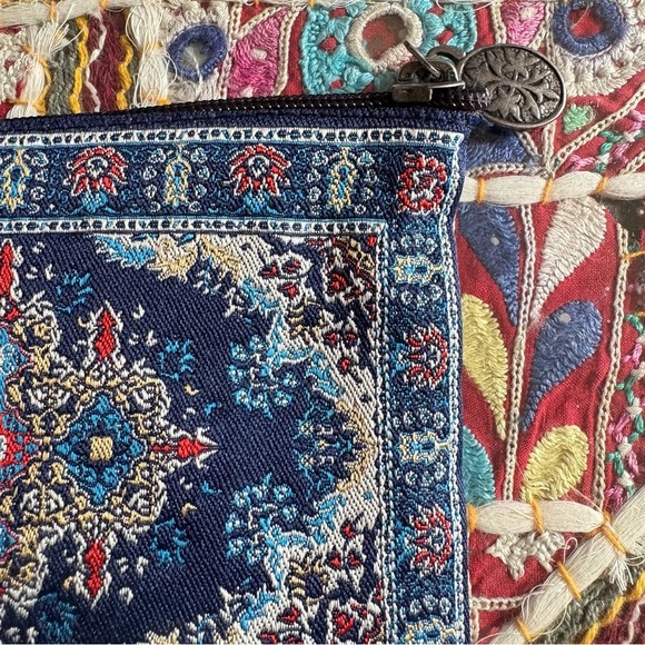 Ornate Blue and Red Woven Tapestry Coin Purse 5.5” Oriental Pattern - Picture 7 of 7